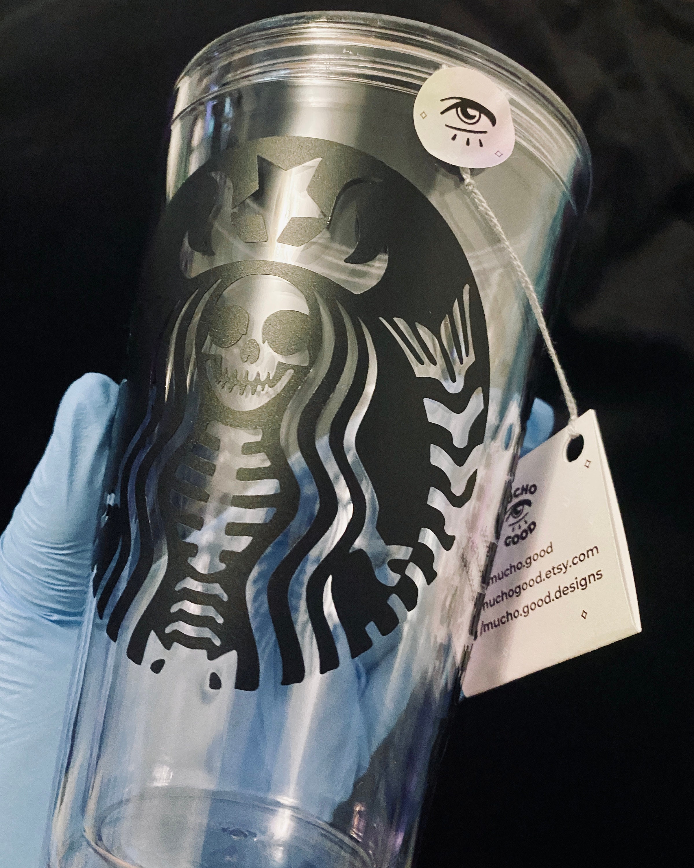 Skull Starbucks Inspired 16 oz Short Clear Acrylic Tumbler Cup Etsy