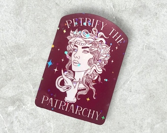 Petrify The Patriarchy Medusa Sticker - Feminist Womens Rights Aesthetic Dollcore Water Bottle Laptop Holographic Sticker Feminist Art Gift