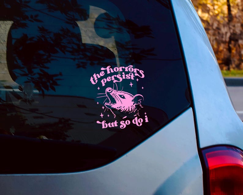 Funny Possum Window Car Decal - Car Decals, Car Stickers, Trendy Car Decals For Women, Car Accessories, Funny Horrors Persist Meme Sticker image 3