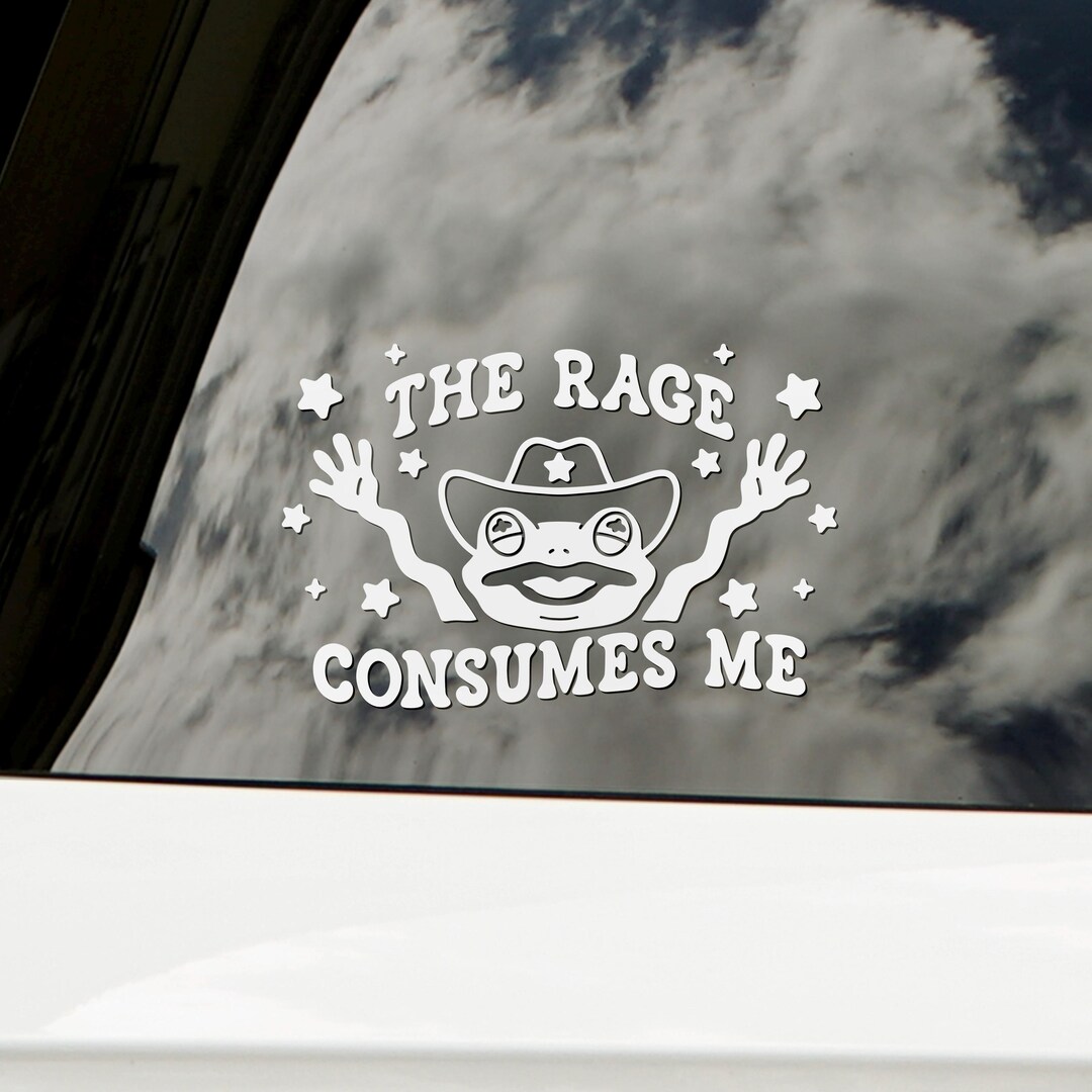 The Rage Consumes Me Frog Car Decal | Funny Cowboy Frog Vinyl Sticker ...