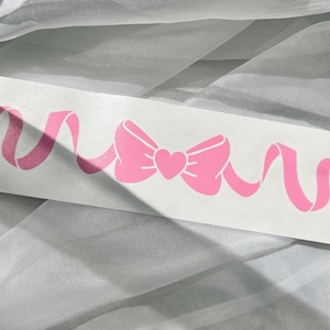 Ribbon Bow Car Decal - Cute Car Decal Car Window Coquette Bow Sticker Girly Trendy Car Decal Holographic Laptop Sticker Car Decals For Women