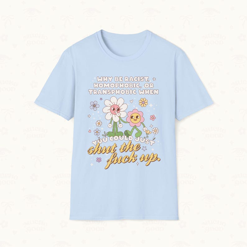 Flat lay of Light Blue color tee.