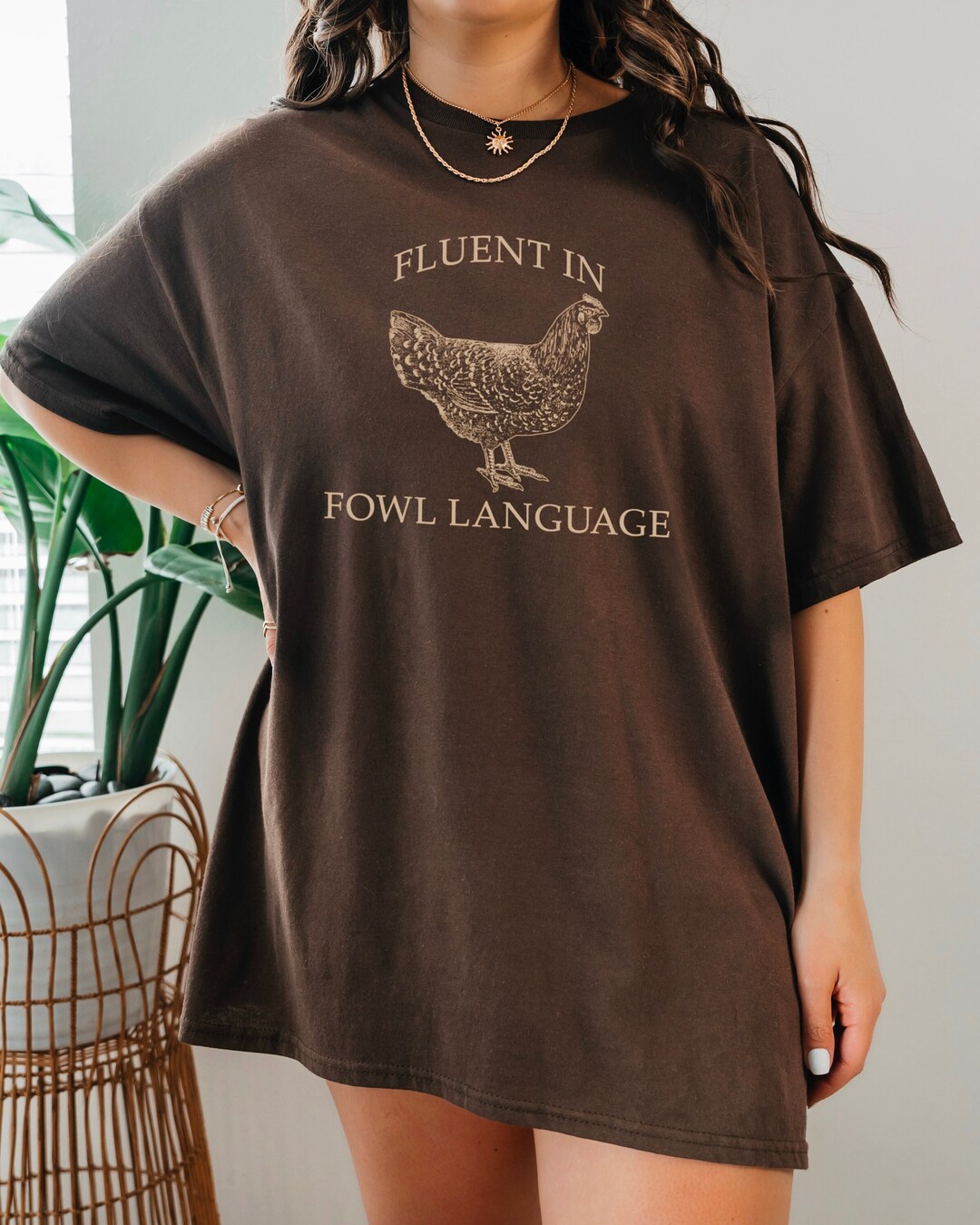 Funny Chicken Shirt Fluent in Fowl Languange Farm Chickens Meme Ironic ...