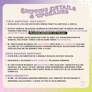 a list of shipping details and packages