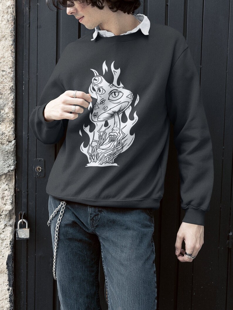 Mushroom Sweatshirt Alt Clothing Weirdcore Clothes Dreamcore Etsy
