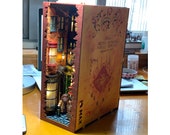 DIY Wooden Alley Street Diagon Book Nook - Painting Bookshelf Model Street with Light Model Kit, all tools EN instruction included