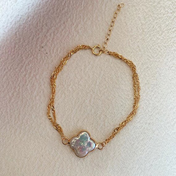 14k goldfilled four leaf clove bracelet 1 pcs 1112mm baroque Etsy