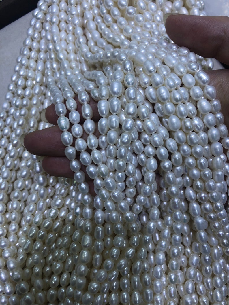 ivory white color loose pearl beads,DIY necklace bracelet gift for her B0293 AA 1 strand 5.5-6mm oval rice beads pearls