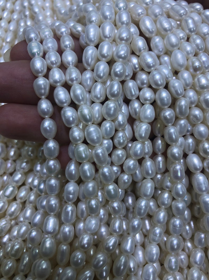 ivory white color loose pearl beads,DIY necklace bracelet gift for her B0293 AA 1 strand 5.5-6mm oval rice beads pearls