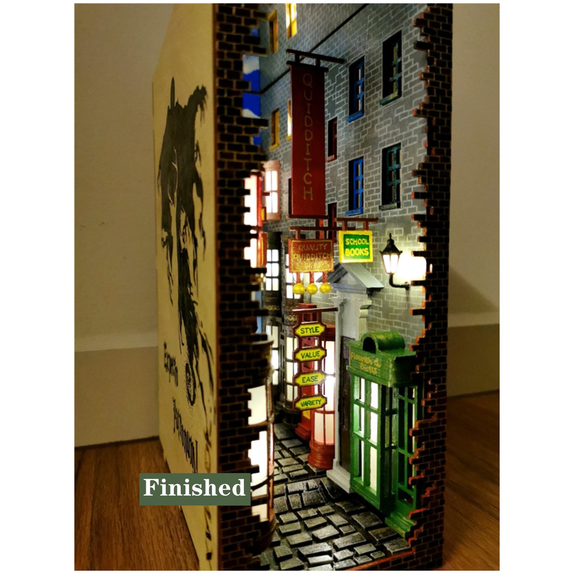 DIY Wooden Alley Street Diagon Book Nook Painting Bookshelf Etsy