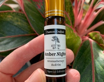 Amber Nights aromatherapy roll on-essential oils-natural perfume-vanilla-sandalwood-orange-musk-warm-sweet scent