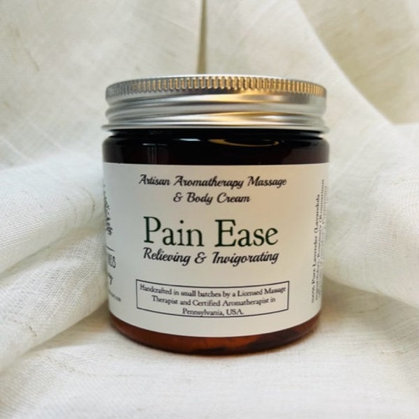 Pain Ease Aromatherapy Massage and Body Cream-Sore-achy-tired muscles-essential oils-organic body cream-moisturizing-lotion-neck-back pain