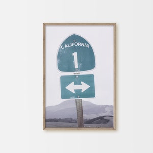 Highway 1, Road Sign, Pacific Coast, Printable Wall Art, Instant Download, Road trip art, Pch, travel gift idea