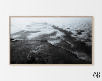 Samsung Frame TV Art, Instant Download, Schwarz-Weiß, Wolkenfotografie, Abstraktes Bild, Klippe zu Wolken