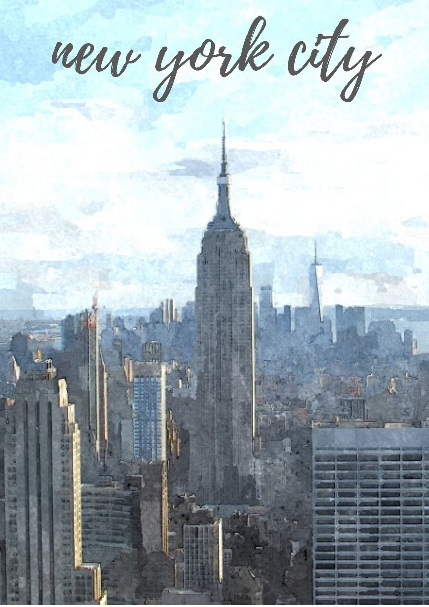 Handmade New York City Printable Wall Art Vintage A4 Skyline | Etsy