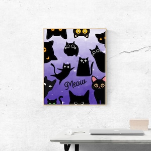 Abstract Cat Poster Wall Art, Poster for Cat Lover, Cat Illustration Art Print, Cute Cat Poster, Digital Download