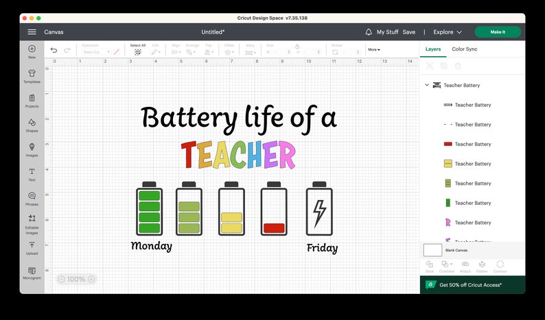 Battery Life of a Teacher SVG PNG, Funny Saying for Teacher, Gift for ...