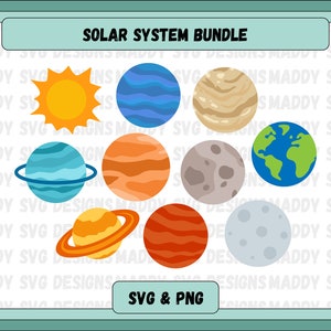 Paquete SVG del Sistema Solar, svg del espacio exterior, planetas celestiales svg, imágenes prediseñadas del sistema solar, planetas Galaxy svg, archivos de corte cricut
