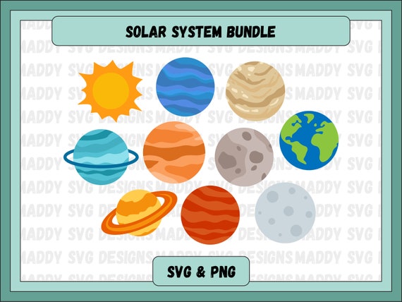 Solar System SVG Bundle, outer space svg, celestial planets svg, solar system clipart, Galaxy planets svg, cricut cut files