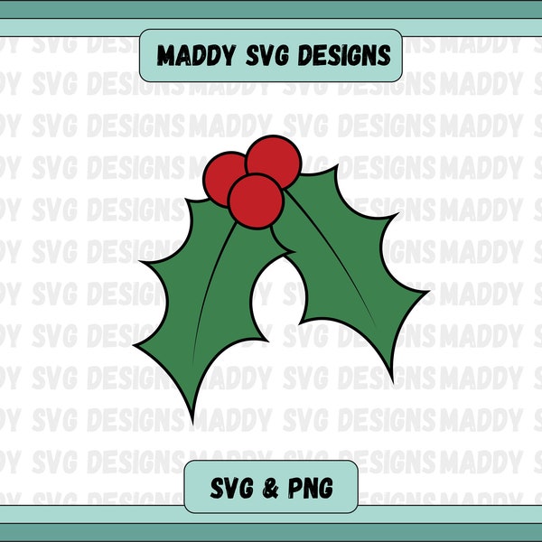 Mistletoe SVG PNG, Christmas mistletoe svg, Christmas clipart, Design for stickers, shirt, print, Cricut cut file