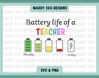 Lärarens batteritid SVG PNG, Roligt talesätt för lärare, Gåva till lärare, Lärarens batteritid svg, Cricut-klippfil