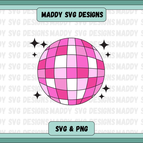 Retro Disco Ball SVG PNG, Disco ball clipart, Retro svg design for shirt or tote bag, cricut cut file