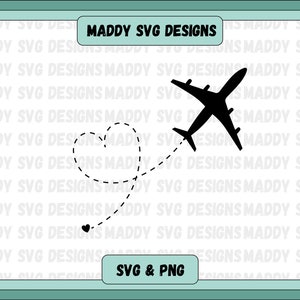 Airplane heart route SVG PNG, airplane Route svg, airplane vector file, heart svg, plane route svg, airplane silhouette, cricut cut file