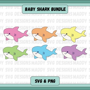 Baby Shark SVG PNG Bundle, Baby Shark clipart, Layered Shark svg design for shirt hats and hoodies, cricut cut file