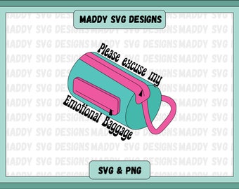 Emotional Baggage SVG PNG, Bewusstsein für psychische Gesundheit, Be kind to your mind svg Design für Shirt, Sweatshirt, Print, Cricut Cut Datei