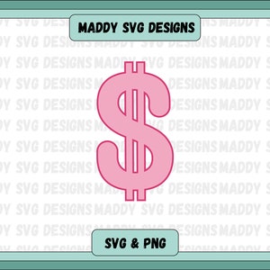 Dollar Sign SVG PNG, Money Sign SVG, US Dollar PNG, Design per adesivi, camicia, stampa, file di taglio Cricut