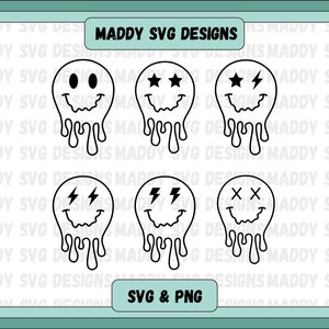 Drippy smiley face SVG Bundle, Melting smiley png, Dripping happy face svg, emoji smiley, design for business owners, cut file for cricut