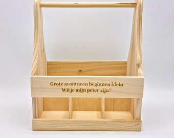 Wooden Beer Crate Will you be my godfather