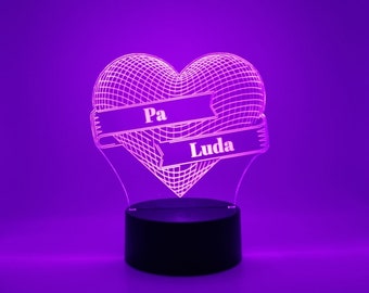 Gepersonaliseerde RGB LEDlamp Hartje