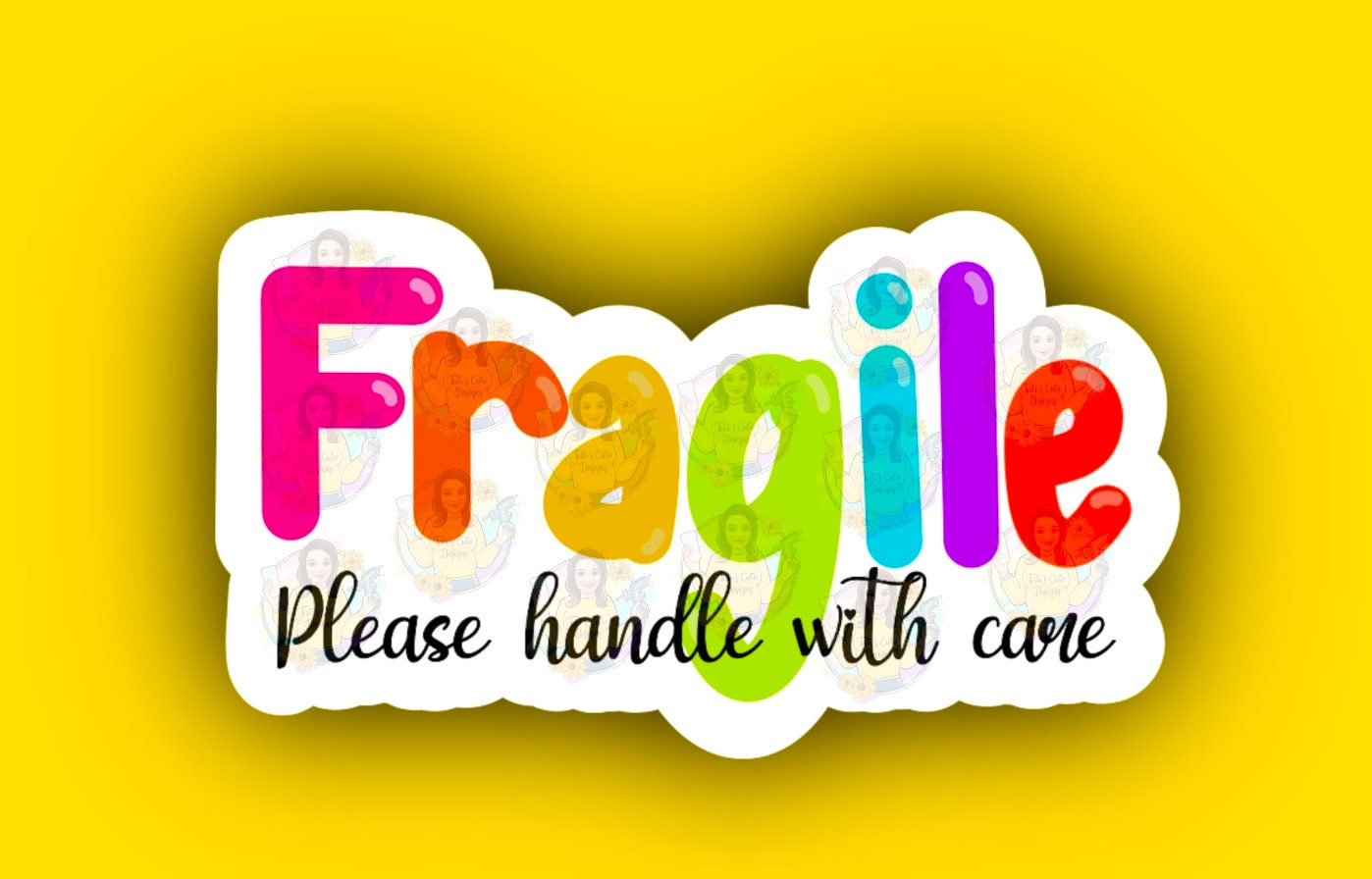 Rainbow Fragile Digital Sticker Please Handle With Care Png Etsy Denmark