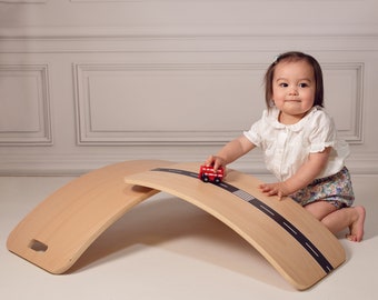 Little Arc Curvy Board Waldorf Board Montessori Board Curved Balance Board Wobble Natural Wood
