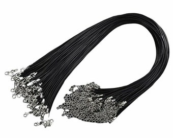 Leather Rope Wax Cord Lobster Clasp Necklace