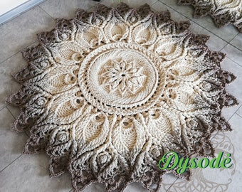 Round crochet rug, Cozy flower rug, Knitted rug, Home decor, Rag rug,  Housewarming gift, Christmas gift, Lotus flower decor, Custom rug