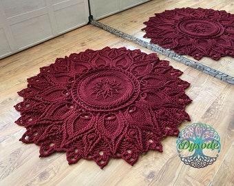 Round crochet rug, Cozy flower rug, Knitted rug, Home decor,Rag rug, Housewarming gift, Lotus flower decor, Custom rug, Decor, Home gift