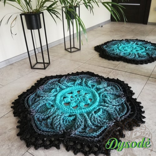 Round crochet rug, shops Cozy flower rug, Knitted rug, Home decor, Rag rug, Housewarming gift, Christmas gift, Lotus flower decor, Custom rug