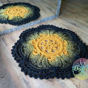 Round crochet rug, Cozy flower rug, Knitted rug, Home decor, Rag rug, Housewarming gift, Christmas gift, Lotus flower decor, Custom rug