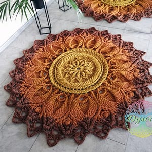 Round crochet rug, Cozy flower rug, Knitted rug, Home decor, Rag rug, Housewarming gift, Christmas gift, Lotus flower decor, Custom rug
