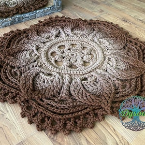 Round crochet rug, Cozy flower rug, Knitted rug, Home decor, Rag rug, Housewarming gift, Christmas gift, Lotus flower decor, Custom rug