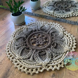3D crochet rug, Carpet- ivory nut ombre, Openwork rug for the nursery, Rug for the hall, Rug near the fireplace, Gift for the newlyweds