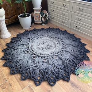 3D crochet rug, Carpet- grey, Openwork rug for the nursery, Bedside rug, Rug for the hall, Rug near the fireplace, Gift for the newlyweds