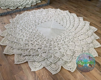 Round crochet rug, Cozy flower rug, Knitted rug, Home decor, Rag rug,  Housewarming gift, Christmas gift, Lotus flower decor, Custom rug