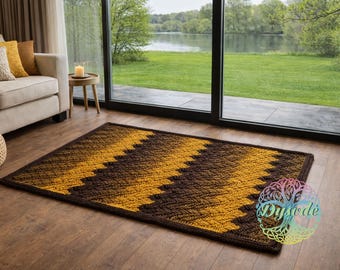 Mustard Brown Ombre Handmade Crochet Rug, Thick Rope Rug, Boho Chic Bathroom Mat, Nursery & Patio Decor