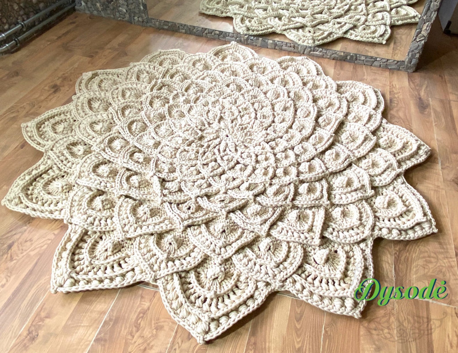 Lotus Flower Rug Round Crochet Rug Cozy Flower Rug Knitted Etsy