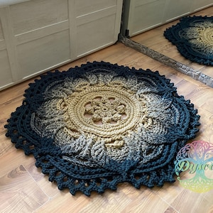 Round crochet rug, Cozy flower rug, Knitted rug, Home decor, Rag rug, Housewarming gift, Christmas gift, Lotus flower decor, Custom rug