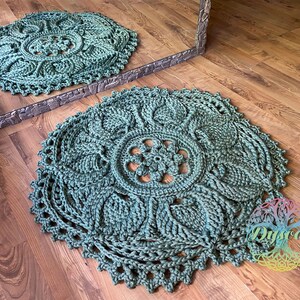 Round crochet rug, Cozy flower rug, Knitted rug, Home decor, Rag rug, Housewarming gift, Christmas gift, Lotus flower decor, Custom rug