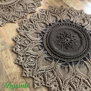 Round crochet rug, Cozy flower rug, Knitted rug, Home decor, Rag rug,  Housewarming gift, Christmas gift, Lotus flower decor, Custom rug